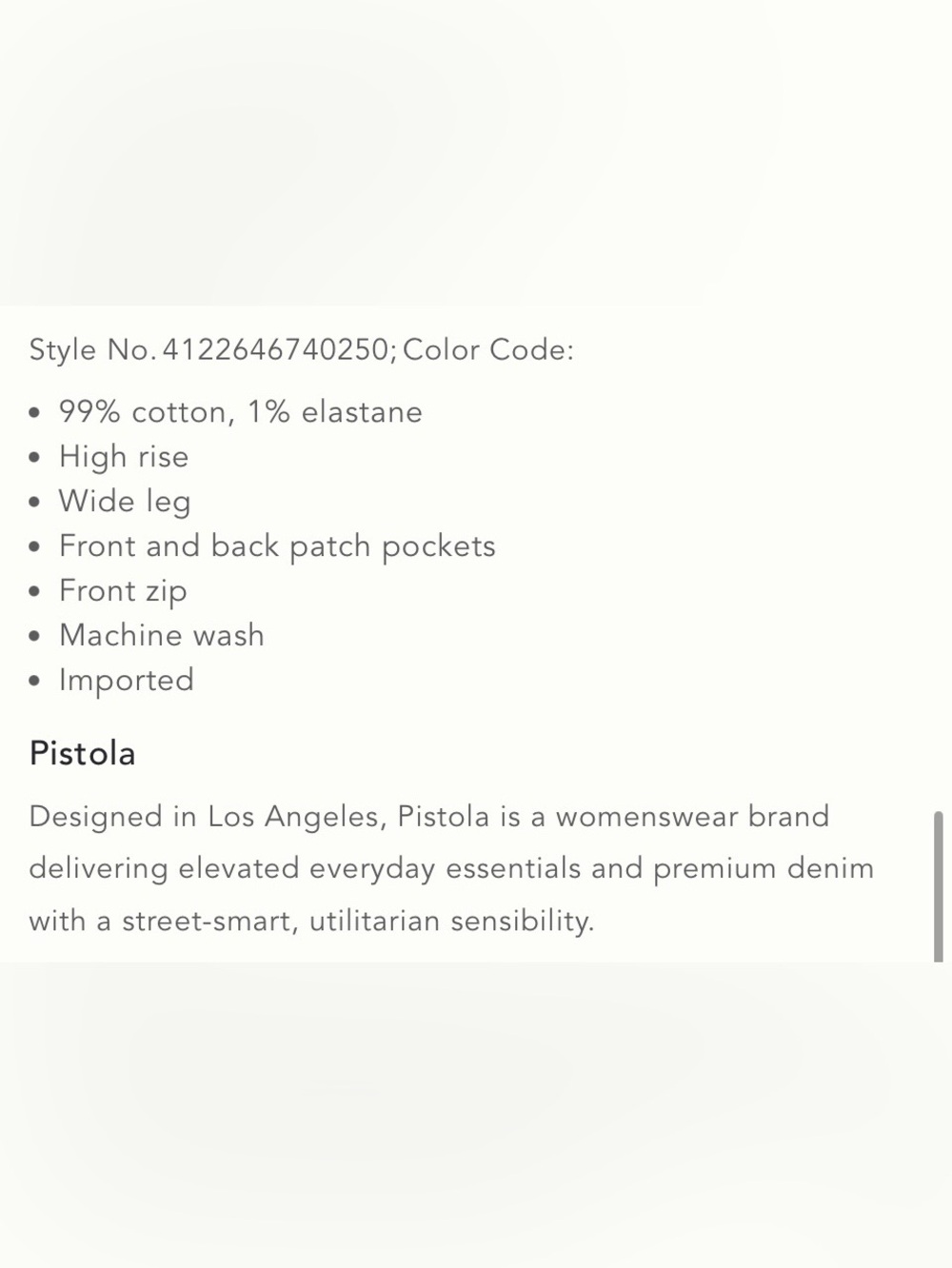 NWT Size 31P - Pistola Penny High-Rise Wide-Leg Jeans 99% Cotton (NWT $248) - Picture 7 of 16